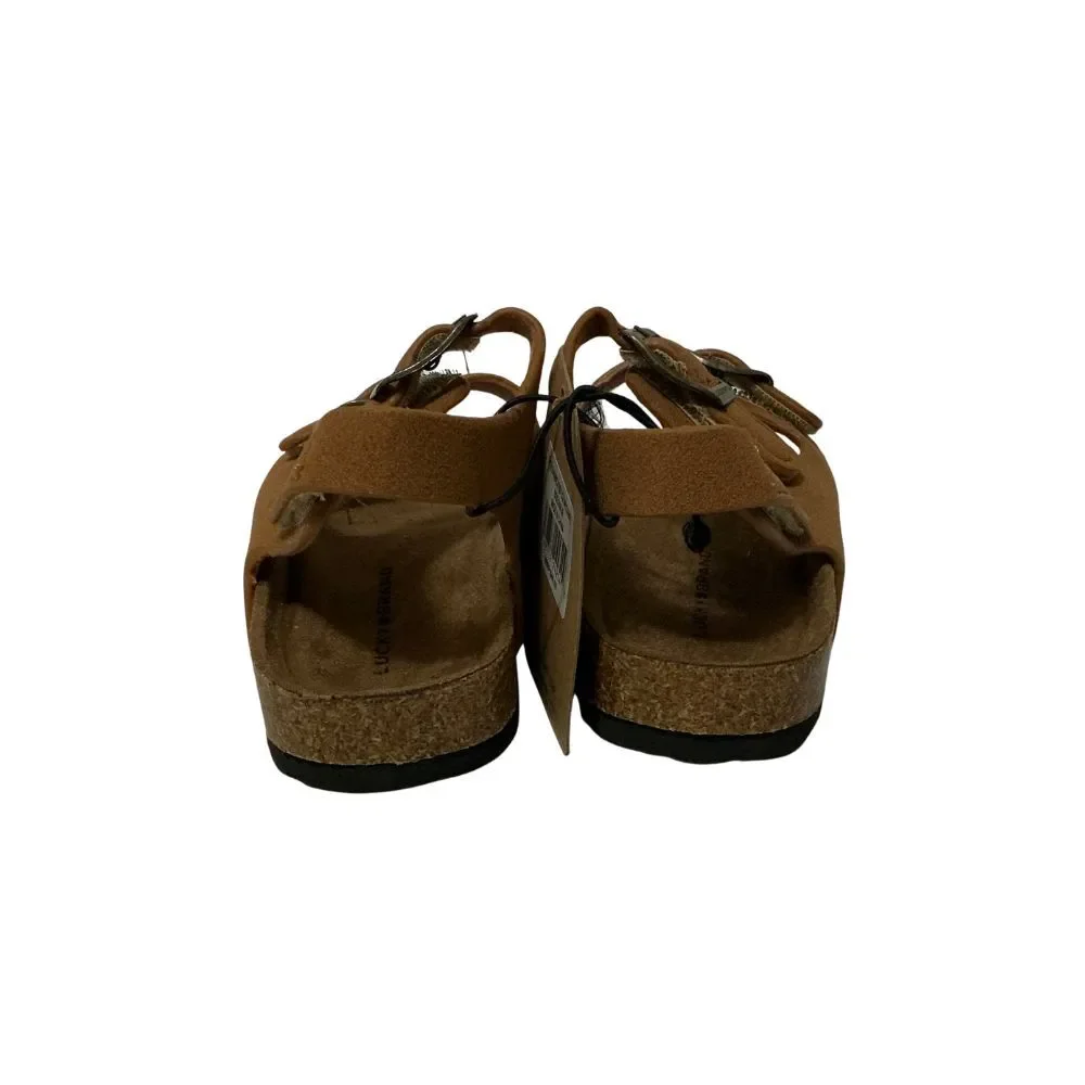 Lucky Brand Kids Sandals 9M Brown Suede Soft Cork Footbed Buckle Straps